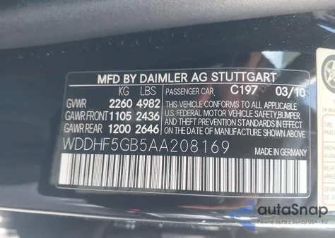 2010 Mercedes-Benz E 350 from USA, damaged, VIN WDDHF5GB5AA208169
